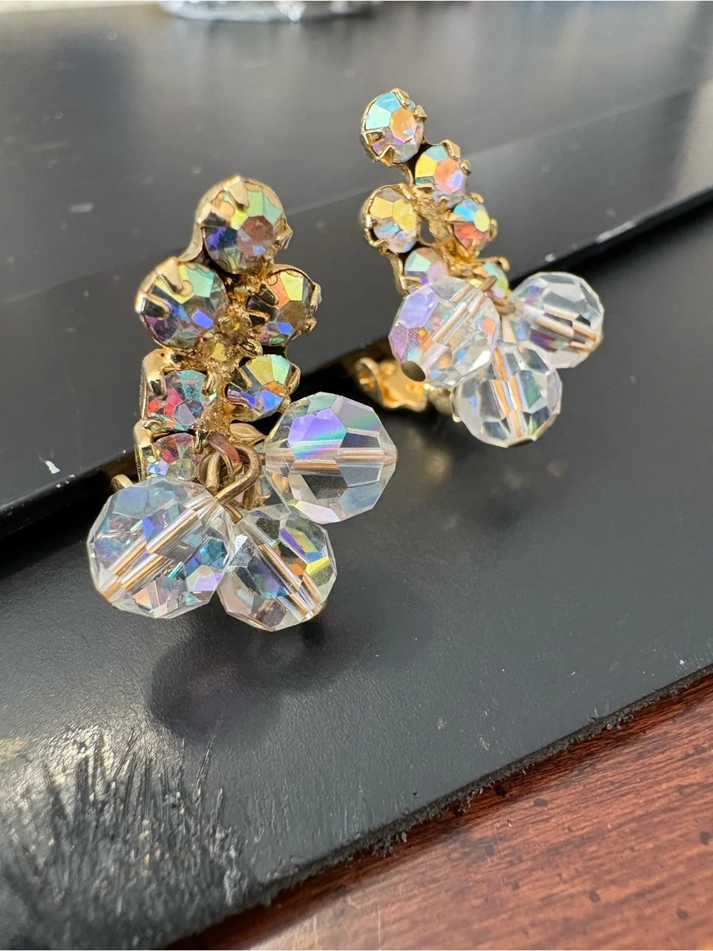 Vintage AB Crystal Brooch and Earrings Juliana D & E